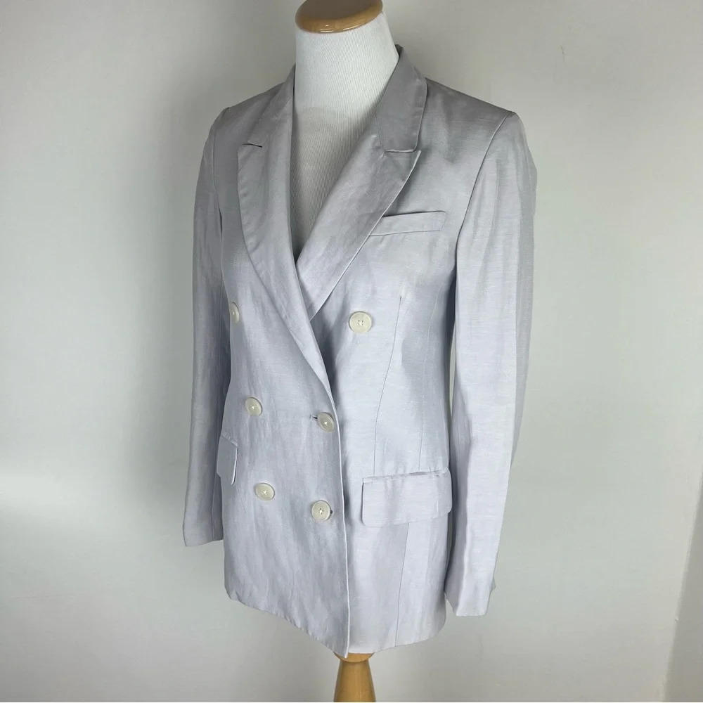 Aritzia Babaton Samuel Oversized Linen Blazer Lilac Fog Size 00 - Picture 3 of 10
